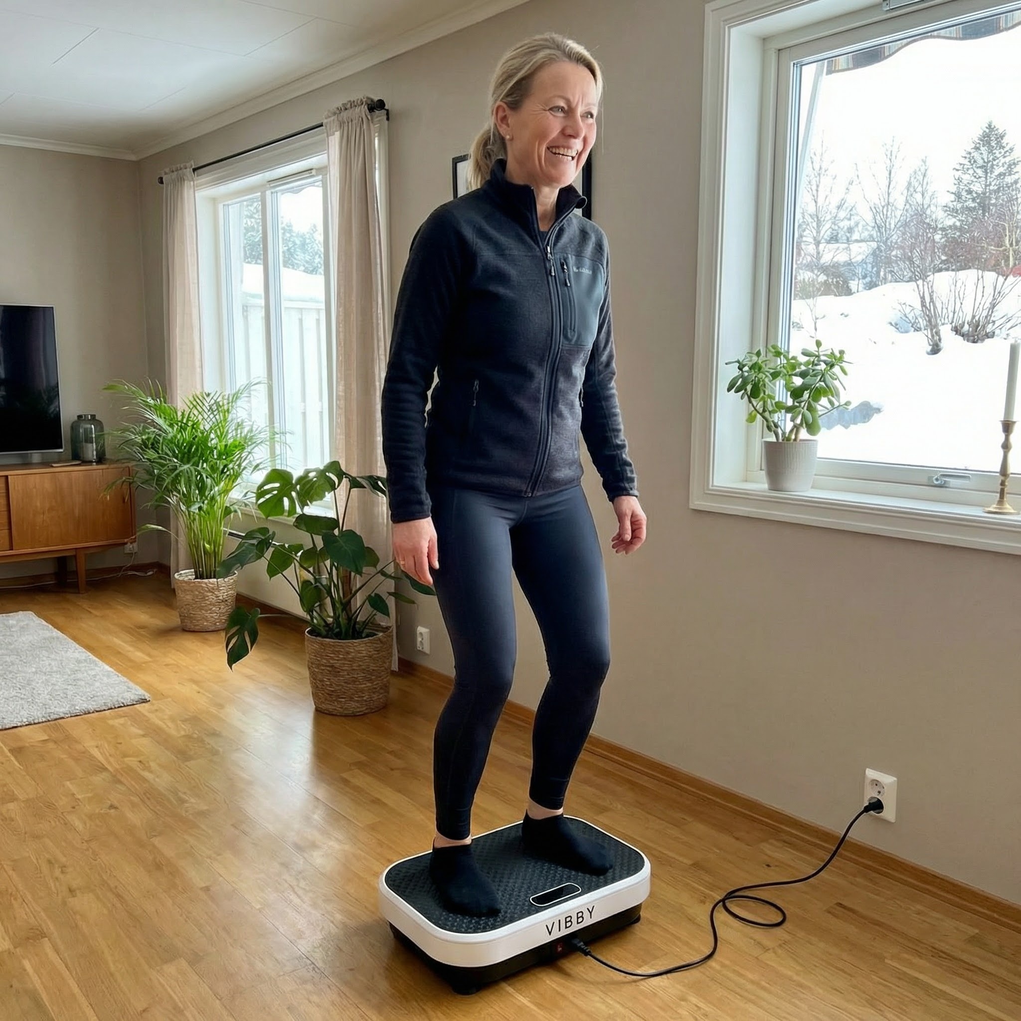 Vibby hvit vibrasjonsplate