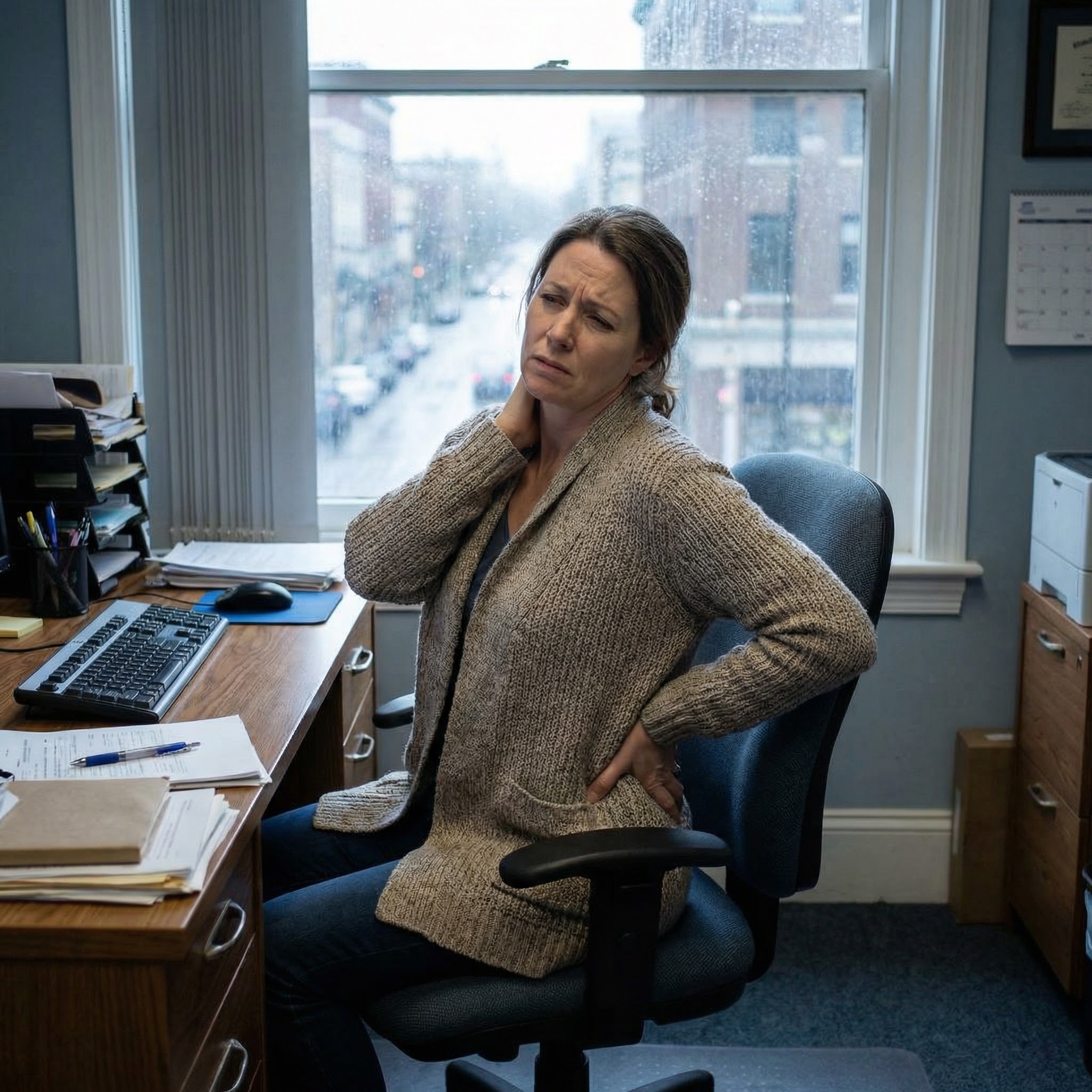 Sliter med smerter på kontoret